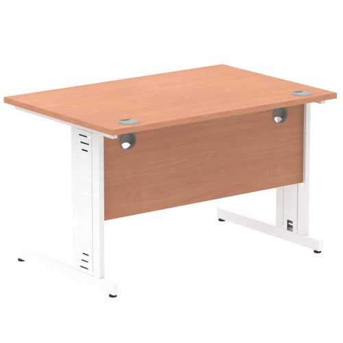Impulse 1200 x 800mm Straight Office Desk Beech Top White Cable Managed Leg
