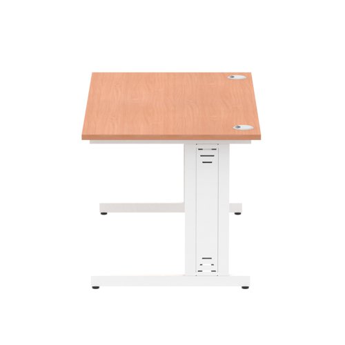 11532DY - Impulse 1400 x 800mm Straight Desk Beech Top White Cable Managed Leg MI001755