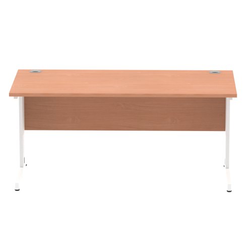 Impulse 1600 x 800mm Straight Desk Beech Top White Cable Managed Leg MI001756 11539DY