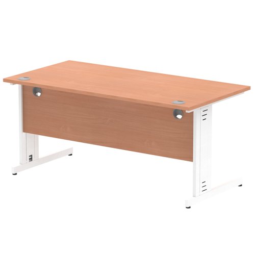 Impulse 1600 x 800mm Straight Office Desk Beech Top White Cable Managed Leg