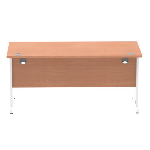 Impulse 1600 x 800mm Straight Office Desk Beech Top White Cable Managed Leg