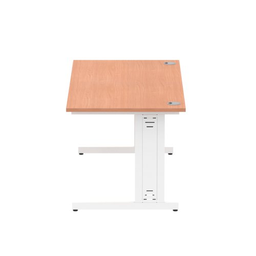 Impulse 1600 x 800mm Straight Desk Beech Top White Cable Managed Leg MI001756  11539DY