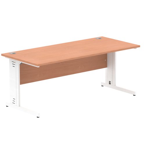 Impulse 1800 x 800mm Straight Office Desk Beech Top White Cable Managed Leg