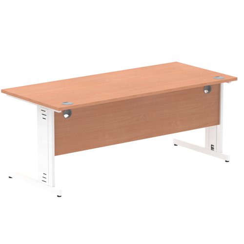 Impulse 1800 x 800mm Straight Desk Beech Top White Cable Managed Leg MI001757 11546DY