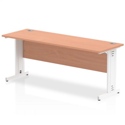 Impulse 1800 x 600mm Straight Desk Beech Top White Cable Managed Leg MI001767