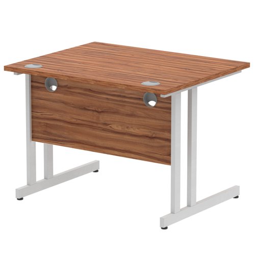 Impulse 1000 x 800mm Straight Desk Walnut Top Silver Cantilever Leg MI001899 Office Desks 11623DY