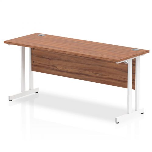 Impulse 1600/600 Rectangle White Cantilever Leg Desk Walnut