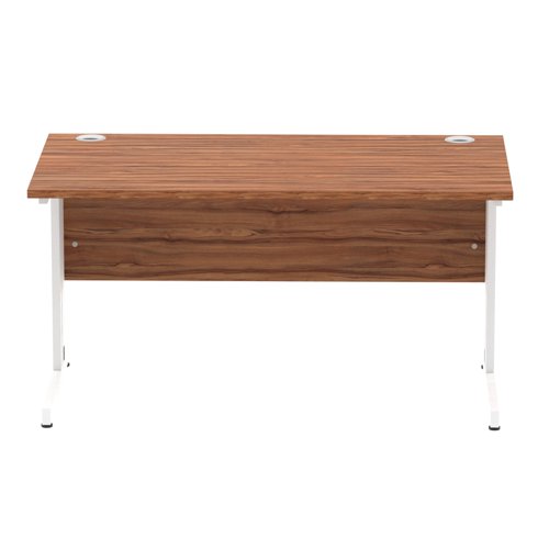 Impulse 1400 x 800mm Straight Desk Walnut Top White Cable Managed Leg MI001996