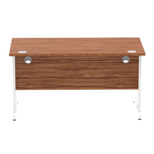 Impulse 1400 x 800mm Straight Desk Walnut Top White Cable Managed Leg MI001996