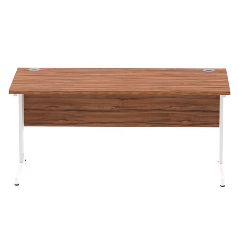 Impulse 1600 x 800mm Straight Desk Walnut Top White Cable Managed Leg MI001997 16906DY