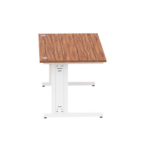 Impulse 1600 x 800mm Straight Desk Walnut Top White Cable Managed Leg MI001997