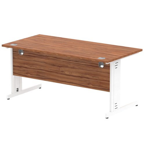 Impulse 1600 x 800mm Straight Desk Walnut Top White Cable Managed Leg MI001997 16906DY