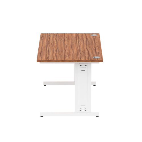 Impulse 1600 x 800mm Straight Desk Walnut Top White Cable Managed Leg MI001997