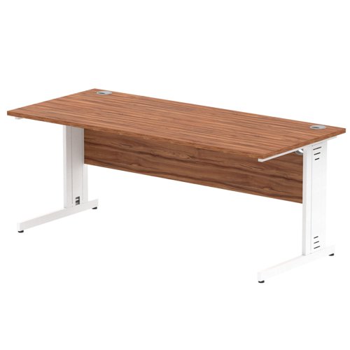 Impulse 1800 x 800mm Straight Office Desk Walnut Top White Cable Managed Leg