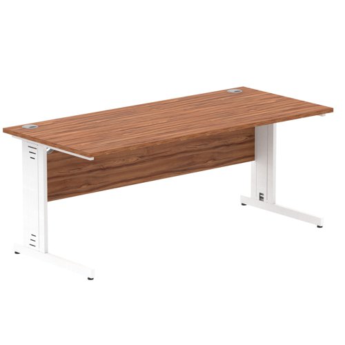 Impulse 1800 x 800mm Straight Desk Walnut Top White Cable Managed Leg MI001998 Dynamic