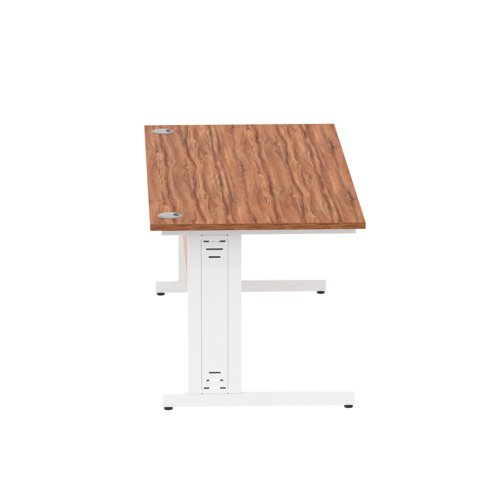 Impulse 1800 x 800mm Straight Desk Walnut Top White Cable Managed Leg MI001998 Dynamic