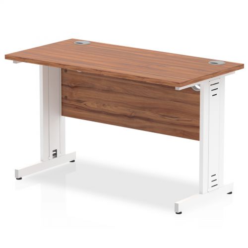Impulse 1200/600 Rectangle White Cable Managed Leg Desk Walnut