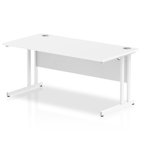 Impulse 1600 x 800mm Straight Office Desk White Top White Cantilever Leg