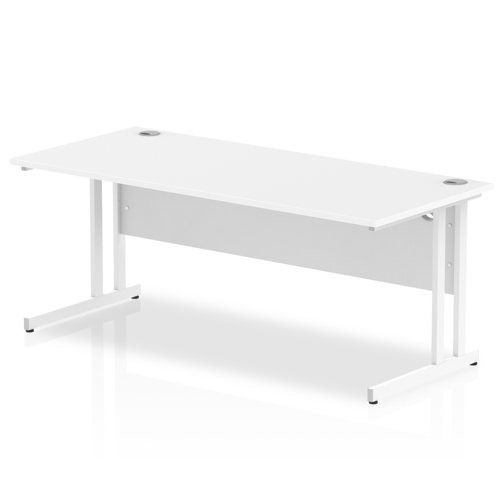 Impulse 1800 x 800mm Straight Office Desk White Top White Cantilever Leg