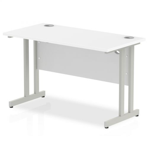 Impulse 1200 x 600mm Straight Desk White Top Silver Cantilever Leg MI002196