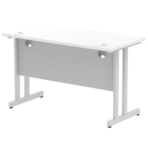 Impulse 1200 x 600mm Straight Desk White Top Silver Cantilever Leg MI002196