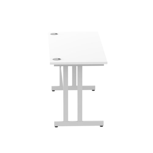 Impulse 1600 x 600mm Straight Desk White Top Silver Cantilever Leg MI002198