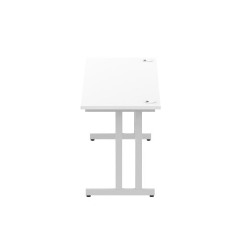 Impulse 1800 x 600mm Straight Desk White Top Silver Cantilever Leg MI002199
