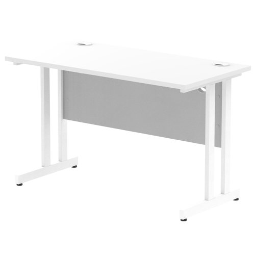 Impulse 1200 x 600mm Straight Office Desk White Top White Cantilever Leg