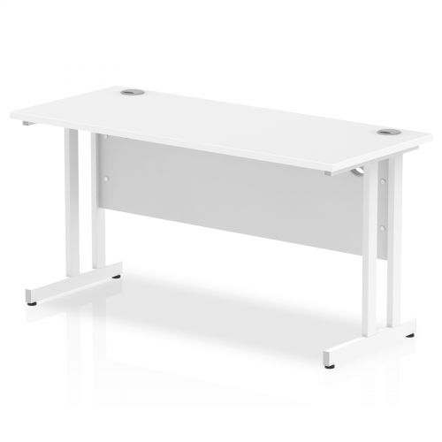 Impulse 1400 x 600mm Straight Desk White Top White Cantilever Leg MI002202