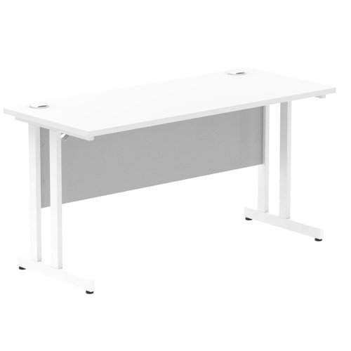Impulse 1400 x 600mm Straight Desk White Top White Cantilever Leg MI002202