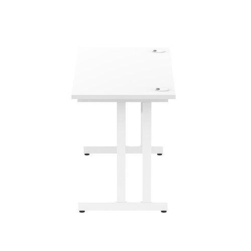 Impulse 1400 x 600mm Straight Desk White Top White Cantilever Leg MI002202