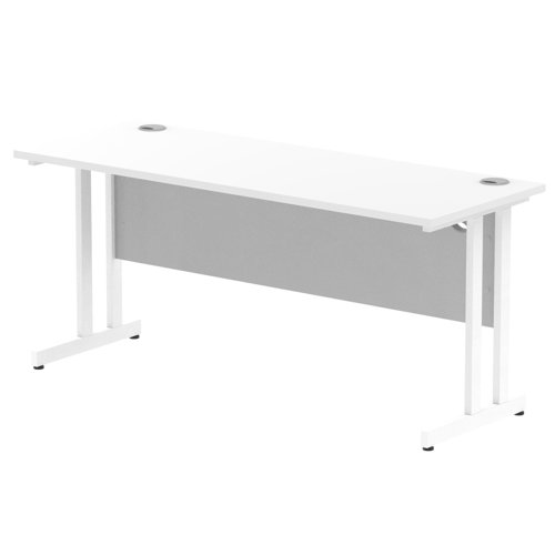 Impulse 1600 x 600mm Straight Office Desk White Top White Cantilever Leg