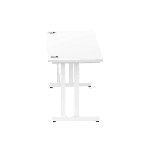 Impulse 1600 x 600mm Straight Desk White Top White Cantilever Leg MI002203