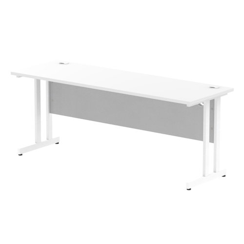 Impulse 1800 x 600mm Straight Office Desk White Top White Cantilever Leg