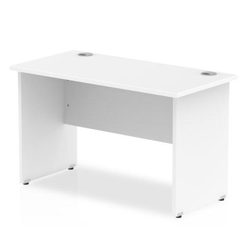 Impulse 1200 x 600mm Straight Office Desk White Top Panel End Leg
