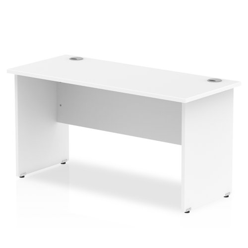 Impulse 1400 x 600mm Straight Office Desk White Top Panel End Leg