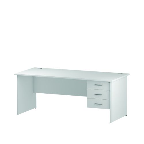 Impulse 1800 Rectangle Panel End Leg Desk WHITE 1 x 3 Drawer Fixed Ped
