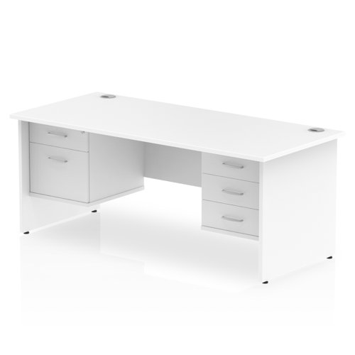 Impulse 1600 x 800mm Straight Office Desk White Top Panel End Leg Workstation 1 x 2 Drawer 1 x 3 Drawer Fixed Pedestal
