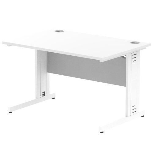 Impulse 1200 x 800mm Straight Office Desk White Top White Cable Managed Leg