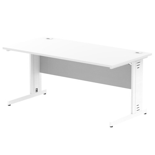 Impulse 1600 x 800mm Straight Office Desk White Top White Cable Managed Leg