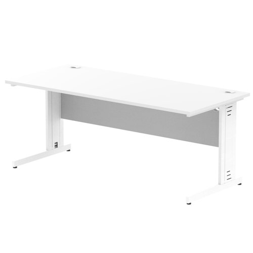 Impulse 1800 x 800mm Straight Office Desk White Top White Cable Managed Leg