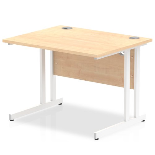 Impulse 1000/800 Rectangle White Cantilever Leg Desk Maple