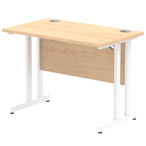 Impulse 1000 x 600mm Straight Desk Maple Top White Cantilever Leg MI002426