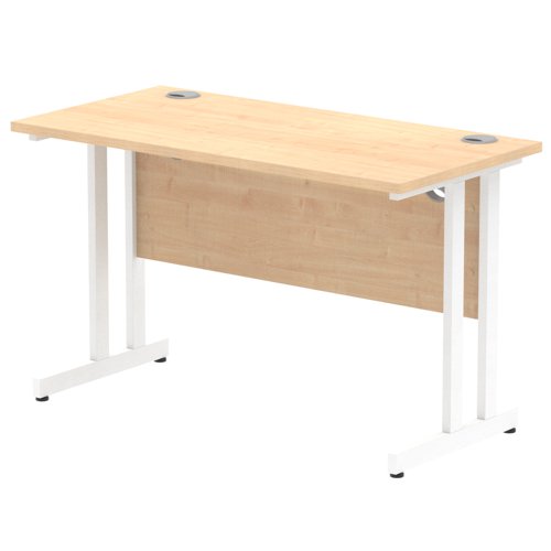 Impulse 1200 x 600mm Straight Desk Maple Top White Cantilever Leg MI002427