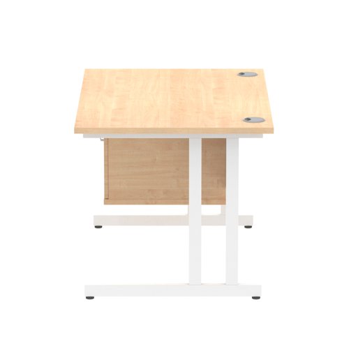 Impulse 1200 Rectangle White Cant Leg Desk MAPLE 1 x 2 Drawer Fixed Ped