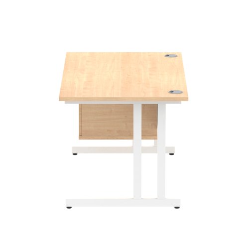 Impulse 1400 Rectangle White Cant Leg Desk MAPLE 1 x 2 Drawer Fixed Ped