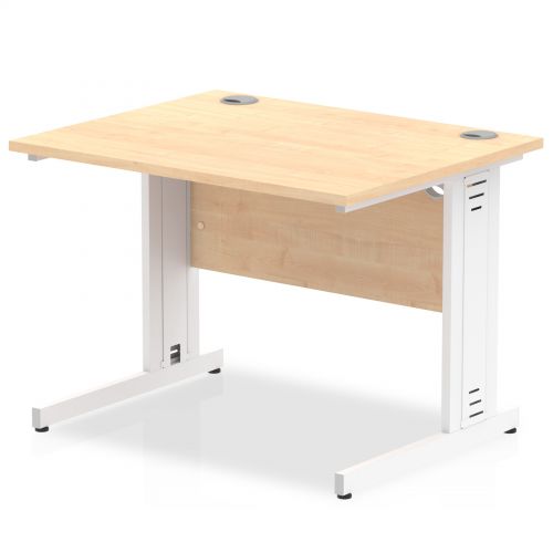 Impulse 1000/800 Rectangle White Cable Managed Leg Desk Maple