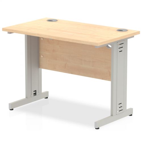 Impulse 1000/600 Rectangle Silver Cable Managed Leg Desk Maple
