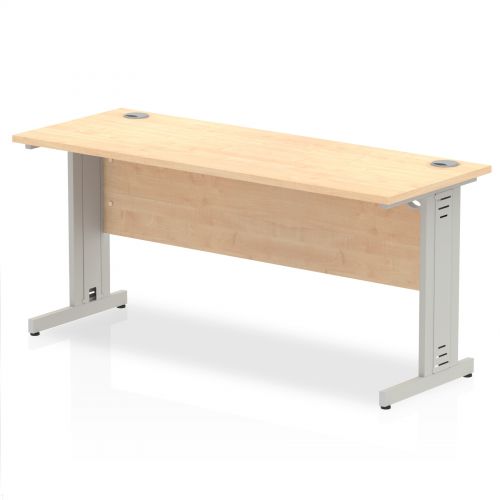 Impulse 1600/600 Rectangle Silver Cable Managed Leg Desk Maple