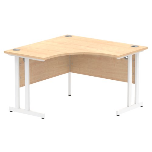 Impulse 1200mm Corner Office Desk Maple Top White Cantilever Leg